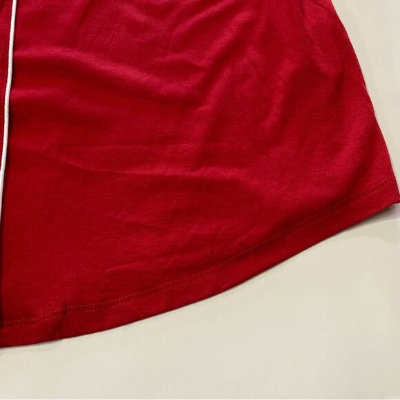 Cynthia Rowley Notch Collar Nightshirt Long Sleeve Red With White Trim Women's M - Picture 16 of 16